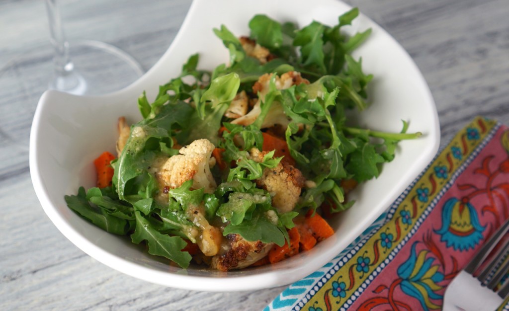 Roasted Cauliflower, Chickpea, and Arugula Salad